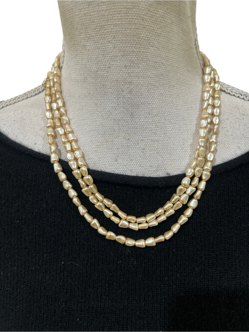 Vintage seed Champagne Pearl long Necklace versatile wearing